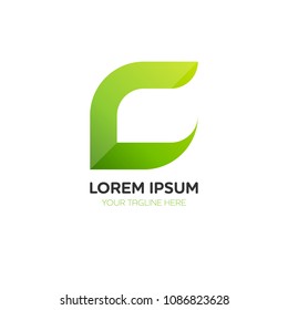 Abstract letter C logo vector design. Icon eco character of leaf concept template.