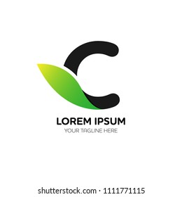Abstract letter C logo vector design. Icon eco character and leaf concept template.
