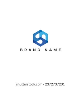 Abstract Letter C Logo Vector with Hexagon in blue color isolated on a White Background. Usable for Business and Branding Logos. Flat Vector Logo Design Template Element