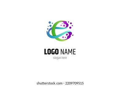 Abstract letter C logo with water bubble effect in colorful gradient