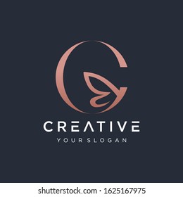 Abstract letter C logo,Butterfly, beauty and fashion logo. Simple minimalist template graphic illustration. Creative vector emblem, for icon or design concept.