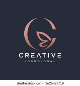Abstract letter C logo,Butterfly, beauty and fashion logo. Simple minimalist template graphic illustration. Creative vector emblem, for icon or design concept. - vector