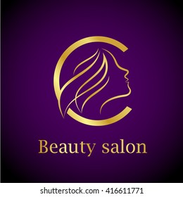 Abstract letter C logo,Gold Beauty salon logo design template