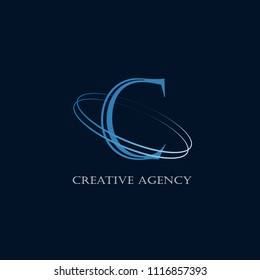 Abstract letter C logotype. Modern logo idea sign. Universal emblem vector icon. Vintage can be used for office, agency, brand, business card, restaurant, boutique, hotel. Vector illustration.