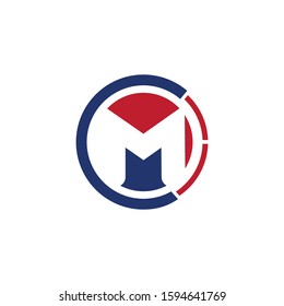 abstract Letter C M in circle shape , Logo design vector template.