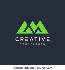 Abstract letter C M with summid element. Universal vector icon. Roof mount camp sign. vector illustration of mountain, mountain logo, mountain design, mountain concept, - vector