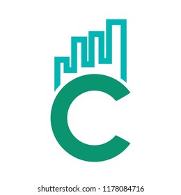 Abstract Letter C marketing and finance logo design template elements. abstract letter C with marketing bar. Business corporate letter C logo design vector