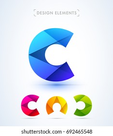 Abstract letter C, N, D logo template. Material design style