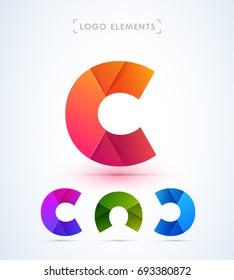 Abstract letter C, N, D logo template. Material design style
