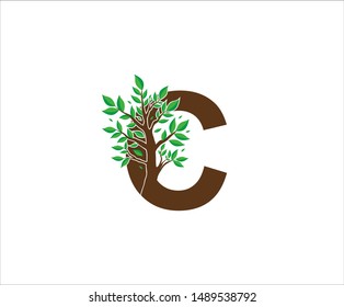 Abstract Letter C Nature Tree Logo Icon. 