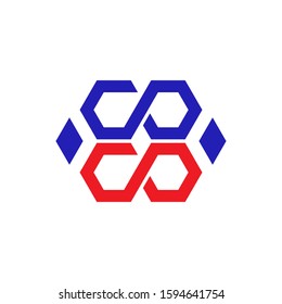 abstract Letter C O in red and blue color , Logo design vector template.