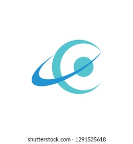 abstract letter c orbital planet colorful logo vector
