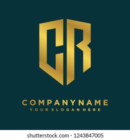 Abstract letter C R shield logo design template