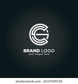 Abstract Letter C and S Monogram Logo with Black Background.