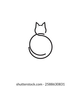 Abstract letter C S or S C shaped like a cat. Minimalist line art style. Logo design template