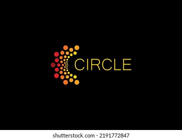 Abstract letter C, semicircle shape logo template, orange sun vector logo concept for business and IT startup, flower emblem