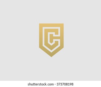 Abstract Letter C Shield Logo Design Template. Premium Nominal Monogram Business Sign. Universal Foundation Vector Icon. 