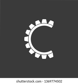 abstract letter c simple geometric cog machine logo vector
