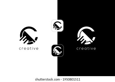 Letra abstracta C con logotipo de línea de velocidad. Plantilla de icono basada en vector creativo.	
