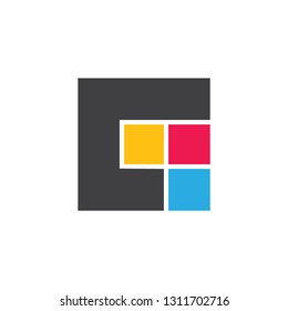 abstract letter c square simple colorful logo vector