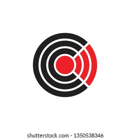 abstract letter c stripes circle signal design logo vector