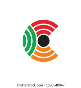 abstract letter c stripes circle signal design logo vector