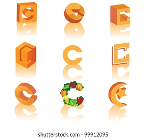 Abstract Letter C Symbol Icon Set EPS 8 vector, grouped for easy editing. No open shapes or paths.