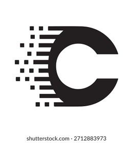 Abstract Letter C Symbolizing Data Speed and Technology