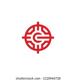 ABSTRACT LETTER C TARGET LOGO MODERN DESIGN ARROW