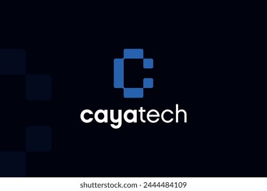 Abstract letter C Tech logo design template