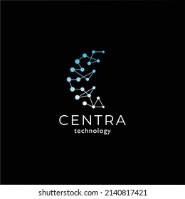 Abstract Letter C technology logo design with dot connection