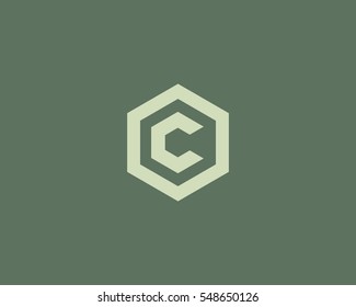 Abstract letter C vector logotype. Line hexagon creative simple logo design template.  Universal geometric symbol font icon.