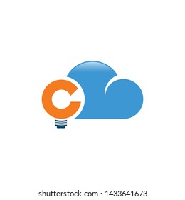 Abstract letter C web cloud vector icon flat design