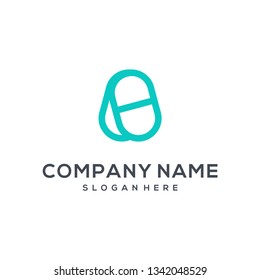 Abstract letter A capsule logo design. Pill initial icon illustration vector