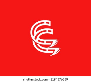 Abstract Letter CC Linear Stripe Illusion Monogram Shape Logo