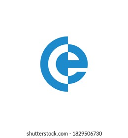 abstract letter ce stripes slice design logo vector