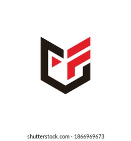 letra abstracta cf emblema triangular placa de logotipo plano vector