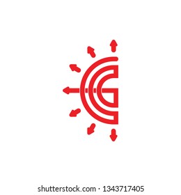 abstract letter cg linked arrow geometric line logo