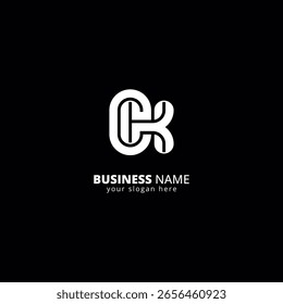 Abstrakter Buchstabe CK KC-Logo, fett gestaltetes Monogramm.