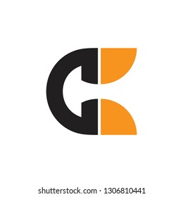 abstract letter ck simple geometric design logo