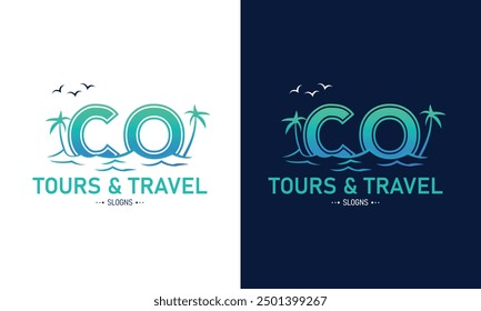Abstract Letter CO OC With Travel Logo Design. Initial Summer Travel Logo Icon Vector