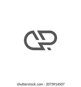 abstract letter cp simple geometric line flat logo vector