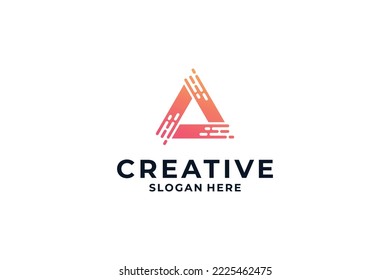 abstract letter A with creative triangle concept