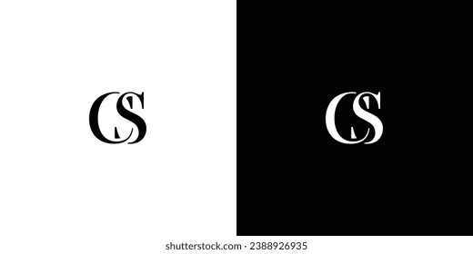 Abstract letter CS alphabet Typography fonts regular uppercase and lowercase vector illustration in black and white color