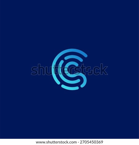 Abstract letter CS and secure or Letter CS fingermark logo concept vector icon