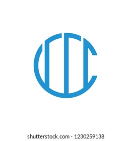 abstract letter cw circle inked line logo 