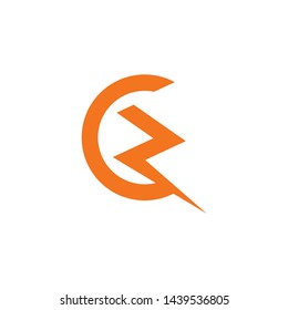 abstract letter cz thunder shape logo vector