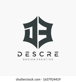Abstract letter D 3 logo design with star hexagon  concept. Logo Emblem Capital Letter Modern Template. Creative bold minimalist logotype icon symbol. -VECTOR