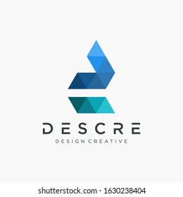 abstract Letter d Colorful Poly Overlay Logo Design Template. Hexagon logo, Polygon logo, Digital, Media. Technology digital concept. - vector