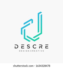 Abstract Letter D DD logo design With overlapping lines symbol. Modern logo with Building For Construction Company. Vector design template elements for your application or corporate identity.- vector